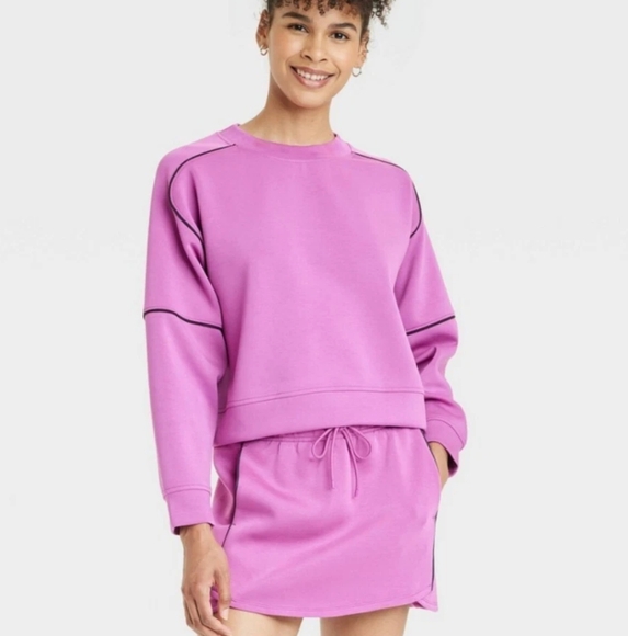 all in motion Tops - All In Motion women’s Sandwash Pickleball Crew Purple Sweatshirt L NWT